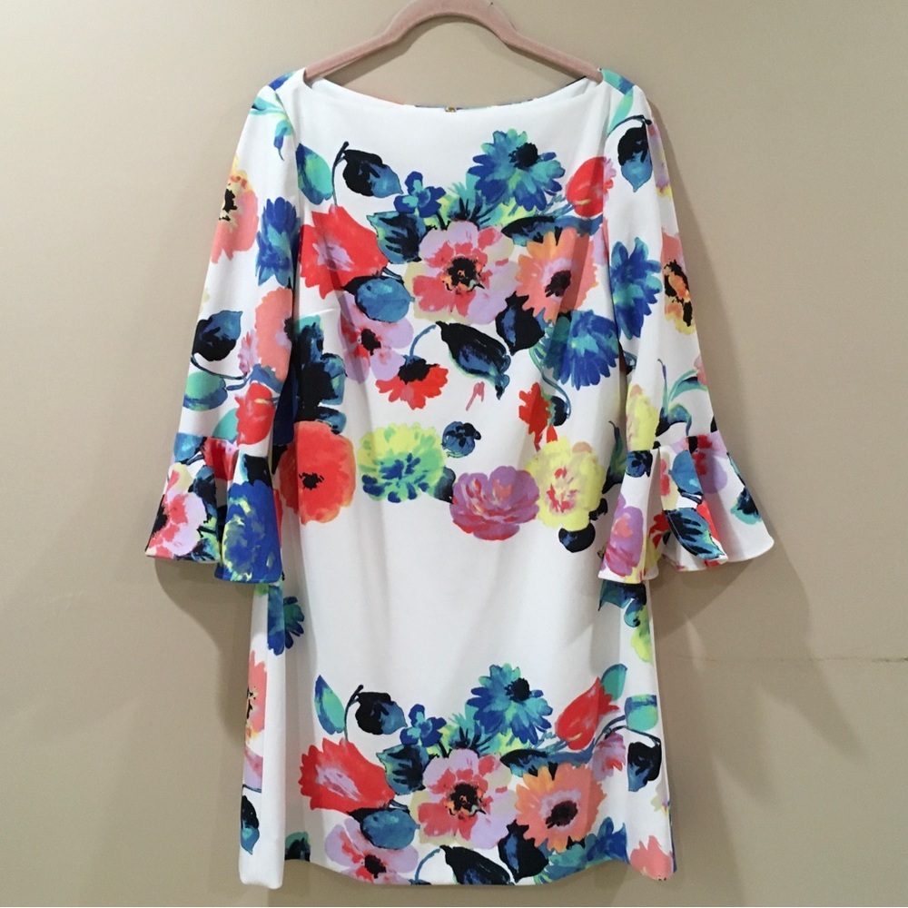 Tahari A.S.L Women 4P White Floral Prints Sheath Dress Business Formal Wotkwear